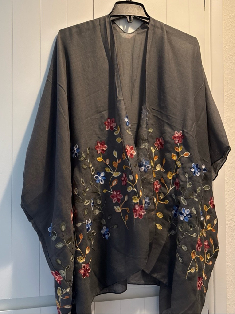 Women one size boho floral kimono kaftan top open front beach coverup
